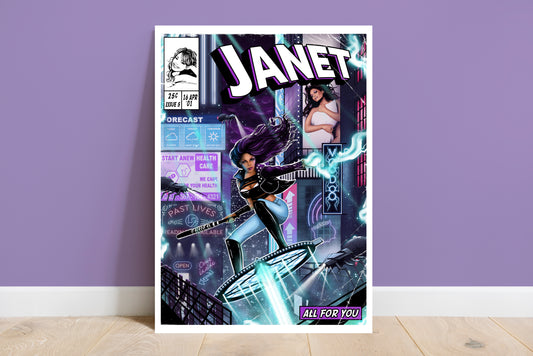 Janet Jackson Print - All For You Comic Cover Art