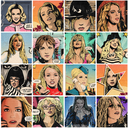 Britney Spears Singles Collection - 15 Comic Cover Art Prints