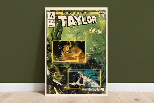 Taylor Swift Print - Cardigan Comic Cover Art