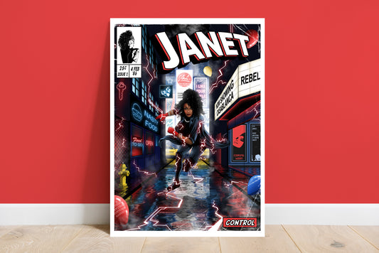 Janet Jackson Album Collection - 9 Comic Cover Art Prints